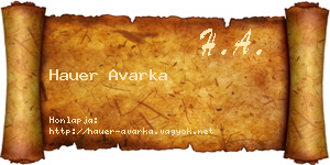 Hauer Avarka névjegykártya